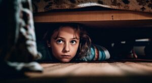 Criança se escondendo por causa da ferida emocional da rejeição